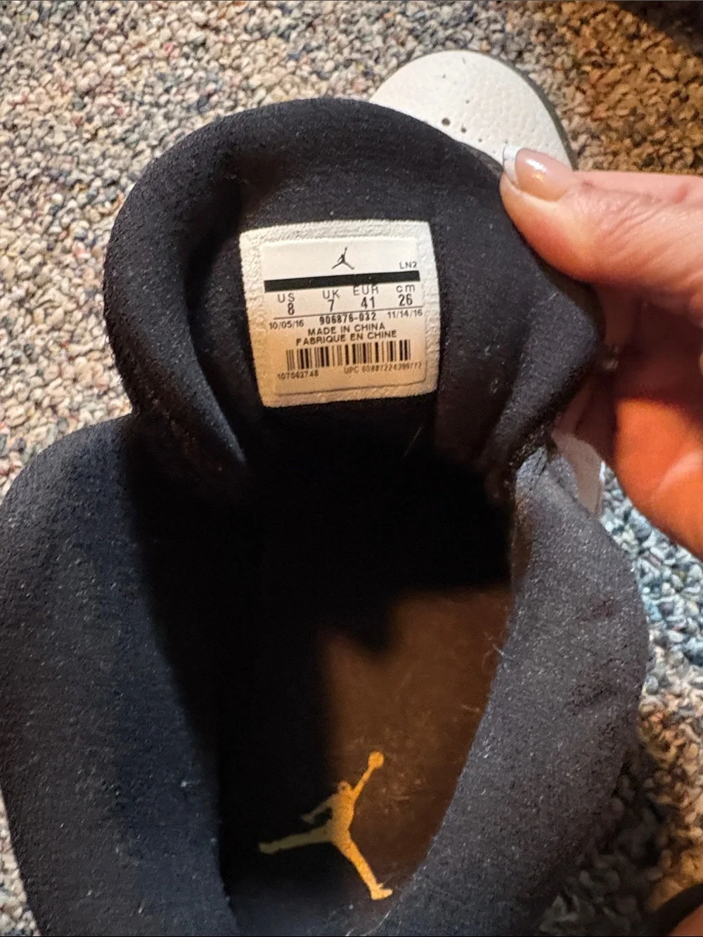 Jordan Kids Black and White Sneakers with Gold Jumpman